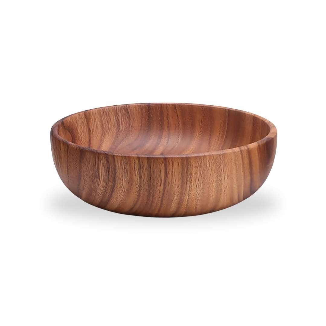 Wooden Dough Bowl - Acacia Mixing Bowl for Foods and Kitchen Storage