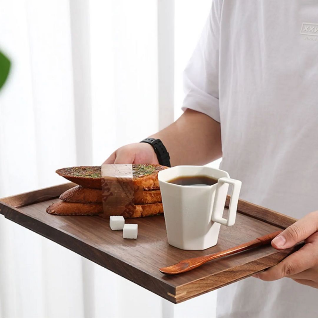 Wooden Tray - Rustic Serving Tray with Handles, Walnut Kitchen & Home Tray